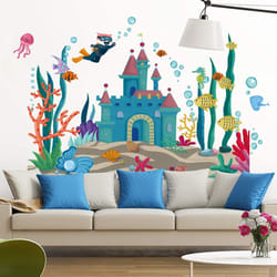 RAINBOW WSK Ocean Fish Wall Decals 3D Under The Sea Castle Wall Stickers DIY Removable Diver Seaweed Corals Jellyfish Bubble Wall Mural Decor for Kid