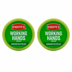 O'Keeffe's Working Hands Hand Cream for Extremely Dry; Cracked Hands; 3.4 Ounce Jar; Pack 2