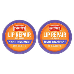 OKeeffes Lip Repair Night Treatment Lip Balm 025 Ounce Jar Pack of 2