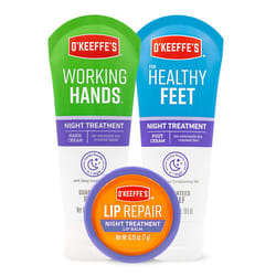 O'Keeffe's Night Treatment Combo Pack Including Working Hands Night Treatment Hand Cream  Healthy Feet Night Treatment Foot Cream and Lip Repair Night