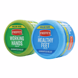 O'Keeffe's Working Hands Hand Cream 6.8 Ounce Jar and Healthy Feet Foot Cream 6.4 Ounce Jar