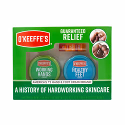 O'Keeffe's Giftbox Including Lip Repair with Cherry and Vitamin E Oil Stick Working Hands Jar and Healthy Feet Jar