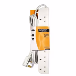 Belkin E-Series 6 Socket, 3-Metre SurgeStrip, 476 J, White, 3 m, 13000 A