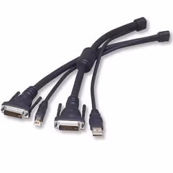 Belkin OmniView KVM Cables for SOHO Series with Audio, 3.0m, USB/DVI-I Dual Link, 3 m, Black, USB, DVI-I