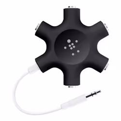 Belkin F8Z274BTBLK, 3.5mm, Male, 5 x 3.5mm, Female, Black, White