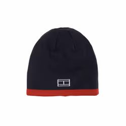 Tommy Hilfiger Boy's Patchwork Stripe Reversible Beanie  Scarlet Sage