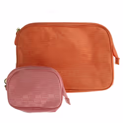 Estee Lauder '2pcs Satin-Touch Orange & Pink' Cosmetic Bag Set New