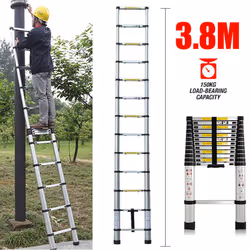 12 FT Aluminum Telescoping Ladder Telescopic Extension Ladder with Loc