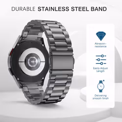 Metal Strap Compatible with Samsung Galaxy Watch 7 FE 6 5 4 Strap 40mm 44mm/Watch 6 Classic 43mm 47mm/5 Pro 45mm/4 Classic 42mm 46mm, No Gap Stainless