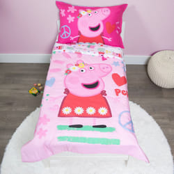 Peppa Pig Be Nice & Kind 4 Piece Toddler Bedding Set - Includes Comforter  Sheet Set - Fitted and Top Sheet + Reversible Pillow Case for Girls Bed  Pi