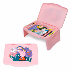 Peppa Pig Kids Lap Desk with Storage - Folding Lid and Collapsible Design - Portable for Travel or use in Bed at Home - Great ...