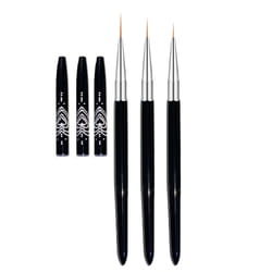 FULINJOY Nail Art Liner Brushes  7mm/9mm/11mm UV Gel Painting Nail Art Design Brush Metal Handle Nail Drawing Pens (3PCS  Black)