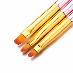 FULINJOY 3 Pcs Rose Gold Round Nail Art Brush Set Nail Painting Brush Manicure Tool UV Gel 3D Nail Brush Pens(7mm/8mm/9mm)