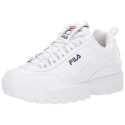 Fila Disruptor II Premium Womens White/Pink/Navy Sneakers (10)