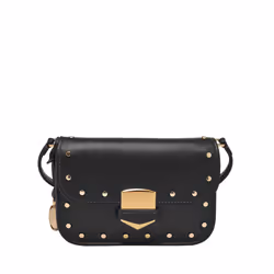Fossil Lennox Flap Crossbody Small Black W/Studs