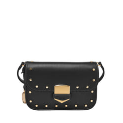 Fossil Lennox Flap Crossbody  Small Black W/Studs