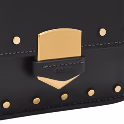 Fossil Lennox Flap Crossbody  Small Black W/Studs