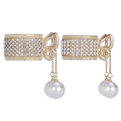 Textention Small Hair Claw Clips for High Ponytail  2 Pieces Rhinestone Shark Hair Clips with Nonslip Mini Pearl Hair Clamps  Hair Clips Hairpins Hair