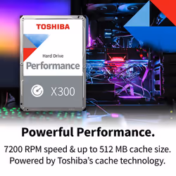 Toshiba X300 8TB Performance & Gaming 3.5-Inch Internal Hard Drive - CMR SATA 6 GB/s 7200 RPM 512 MB Cache - HDWR780XZSTA