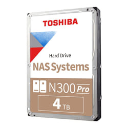 Toshiba N300 PRO 4TB Large-Sized Business NAS (up to 24 Bays) 3.5-Inch Internal Hard Drive - Up to 300 TB/Year Workload Rate CMR SATA 6 GB/s 7200 RPM