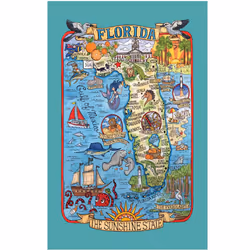 Kay Dee Designs F2183 Adventure Destinations Poster Style Tea Towel Florida 18"""" x 28""""