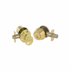 Brayden Series Grade 3 Keyed Entry Knob & Single Cylinder Deadbolt Set, Bright Brass