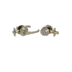 Newport Series Grade 3 Keyed Entry Lever & Single Cylinder Deadbolt Set, Satin Nickel
