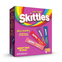 Skittles Zero Sugar Wild Berry Singles-to-Go Packs, Powdered Drink Mix, 2.88 oz, 30 CT