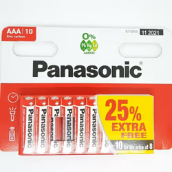 10x AAA Genuine PANASONIC Zinc Carbon Batteries -  LR03 1.5V MN2400