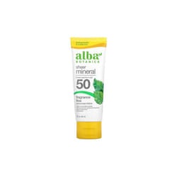 Alba Botanica, Sheer Mineral Sunscreen Lotion, SPF 50, Fragrance Free, 89 ml