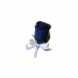 Angel Isabella Boutonniere - Artificial Navy Blue Rosebud with White Ribbon. Pin Included.