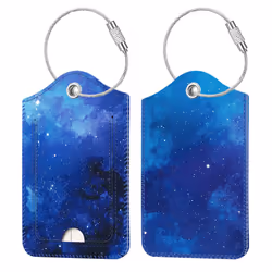 2 Pcs Luggage Tags Fintie Privacy cover ID Label with Stainless Steel Loop and Address card for Travel Bag Suitcase (Starry ...