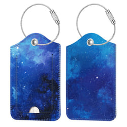 2 Pcs Luggage Tags  Fintie Privacy cover ID Label with Stainless Steel Loop and Address card for Travel Bag Suitcase (Starry Sky)