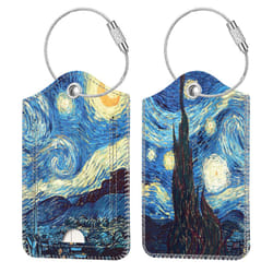 2 Pcs Luggage Tags  Fintie Privacy cover ID Label with Stainless Steel Loop and Address card for Travel Bag Suitcase (Starry Night)