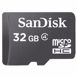SanDisk microSDHC 32GB, 32 GB, MicroSDHC, Class 4, 4 MB/s, Freeze resistant, Shock resistant, Water resistant, Black