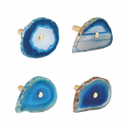 4 Pcs Unique Agate Blue Coat Hooks Wall Mounted Decorative Hooks Brass Single Wall Hook for Hanging Hat Bag Hooks for Wall De ...