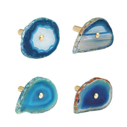 4 Pcs Unique Agate Blue Coat Hooks Wall Mounted Decorative Hooks Brass Single Wall Hook for Hanging Hat Bag Hooks for Wall Decorative Curtain Tieback