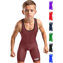 Exxact Sports Plain Youth Wrestling Singlet For Boys  Premium Powerlifting Singlet  Kids Wrestling Singlets For Training - (Maroon  YS)