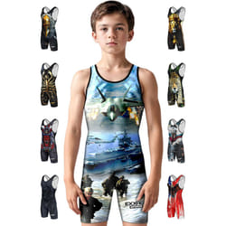 Exxact Sports Sublimated Youth Wrestling Singlet For Boys  Premium Powerlifting Singlet  Kids Wrestling Singlets For Training (YL  US Army)