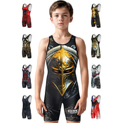 Exxact Sports Sublimated Youth Wrestling Singlet For Boys  Premium Powerlifting Singlet  Kids Wrestling Singlets For Training (YS  Spartans)