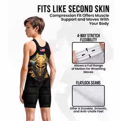 Exxact Sports Sublimated Youth Wrestling Singlet For Boys  Premium Powerlifting Singlet  Kids Wrestling Singlets For Training (YS  Spartans)