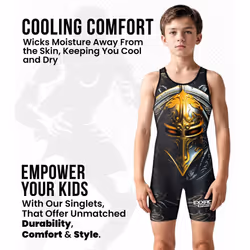 Exxact Sports Sublimated Youth Wrestling Singlet For Boys  Premium Powerlifting Singlet  Kids Wrestling Singlets For Training (YM  Spartans)