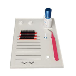 Grafting False Eyelash Acrylic Extension Pallet  Eyelash Extension Glue Tweezers Plate Pad Makeup Palette Individual Training Tools (White (7.87x5.12i