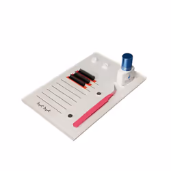 Grafting False Eyelash Acrylic Extension Pallet  Eyelash Extension Glue Tweezers Plate Pad Makeup Palette Individual Training Tools (White (7.87x5.12i