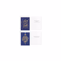 Boxed Christmas Cards Assortment, Blue and Gold Holidays (6 Designs, 72 Cards with Envelopes)