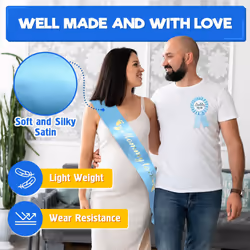 V TOWER Baby Shower Decorations Boy - Welcome Baby Boy Gender Reveal Daddy to Be Badge Sash for Baby Shower Blue Sashes Blue Baby Shower Decorations -