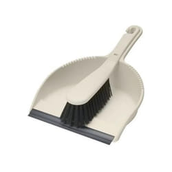 Addis Dustpan And Brush Set In Linen. Stiff, Dirt-trapping Bristles And a Rubber Lip Feature.