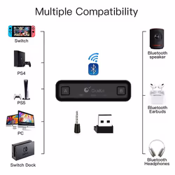 GuliKit Route Air Pro Bluetooth Audio Adapter Transmitter Compatible with Switch, Switch Lite, PS5, PS4, PC, AirPods Bluetooth Headphones Earphones