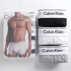 (3PACK)CALVIN KLEIN Mens Trunk Boxers Underwear Brief Structure Short Soft - Black+White+Grey, S
