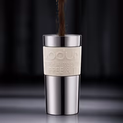 BODUM Travel French Press Coffee Maker, Vacuum, Small, 0.35 L - Off-White
